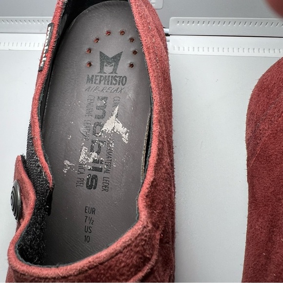 MEPHISTO Mary Jane Pumps Heels Sz 10 Red Suede Leather Comfort - Picture 11 of 13